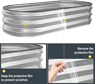 Kesfitt Raised Garden Bed Kit,Outdoor Galvanized Planter Raised Boxes with Safety Edging and Gloves,Large Metal Raised Garden Beds for Gardening Vegetables,Fruits,Flower(5x2x1FT)