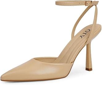 QIY Closed Toe Ankle Strap Heels Women Pumps Pointed Toe Heeled Sandals for Women Stiletto Wedding Dress Shoes