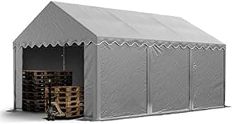 TOOLPORT Storage tent 4x6 m PVC 750 N waterproof grey shelter with ground frame