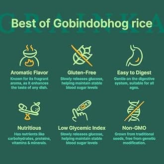 GRAINKA Gobindobhog Rice || 5.500Kg || Aged Rice || 500Grms Free Included Inside The Pack || Pure Aromatic Gobindobhog Rice