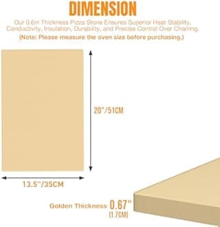 Caprihom Large Pizza Stone 20" x 13.5" for Grill Rectangular Thick (0.67”) Baking Pizza Stone for Oven Heavy Duty Cordierite, Ideal for Baking Pizzas - Includes Scaper