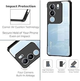 Hybrid Shockproof Back Cover Case for Vivo Y29 5G / Vivo Y19s | Hard Back Cover Case for Vivo Y29 5G / Vivo Y19s (PC & TPU, Transparent Clear Back)