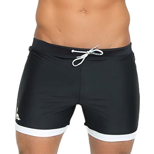 Taddlee Basic Men Swimwear Solid Long Swim Boxer Trunks Black Board Surf Shorts