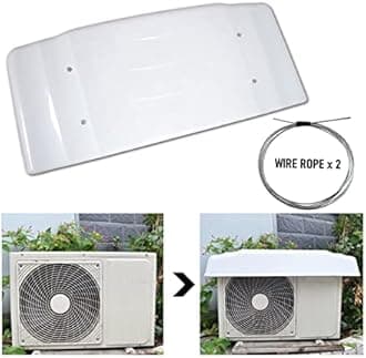 Air Conditioner Top Cover, Outside Window Ac Unit Canopy Anti Rain Snow Dust, Pvc Plastic Hard Shell With 2 Steel Rope And Tape(110x47x17cm)