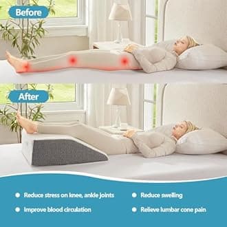 Leg Pillow for Elevation & Support, 24"x22"x6" Memory Foam Cushion with Grey White Patterned Polyester Cover, Ideal for Improving Circulation & Relaxing Leg