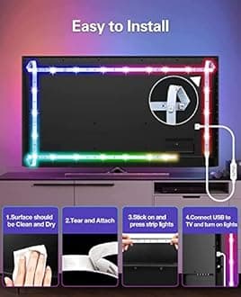 Daymeet TV Led Backlight,13.1ft LED Lights for TV, Led TV Lights for 40-65 inch TV/Monitor, ICRGB USB Led Strip Lights for TV, LED Strip Lights Sync with Music, Bluetooth APP Control with Remote