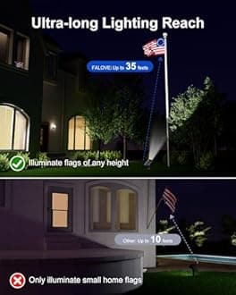 2 Pack Solar Powered Spot Lights Outdoor Waterproof Super Bright LED Yard Spotlight for Tree, Flag, Lawn, Statue, Sunset Landscape Accent Lighting for Outside House Wall Garden Backyard Sidewalk Path
