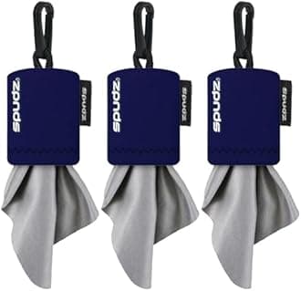 SPUDZClassic | 6" x 6" Microfiber Towels w/Neoprene Pouches | Premium Microfiber Cleaning Cloths for Laptops, Lenses, Cameras, Screens, and More | Navy Blue (3-Pack)