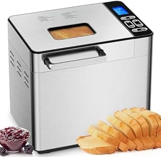 EUHOMY Bread Maker Machine 13-in-1 Bread Machine, Dough Maker, Auto Nut Dispenser & Ceramic Pan, 2LB and 3 Loaf Sizes & 3 Crust Colors, 650W Bread Machine with Keep Warm Set, Whole Wheat