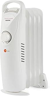 Geepas Oil Filled Radiator Heater 450W, 5 Fin | Mini Portable Electric Heater Adjustable Thermostat Overheat Protection Energy Efficient Heating | 2 Year Warranty White
