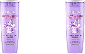 L Oréal Paris Moisture Filling Shampoo, With Hyaluronic Acid, For Dry & Dehydrated Hair, Adds Shine & Bounce, Hyaluron Moisture 72H, 340ml (Pack of 2)