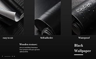 GREEWELT 3D Texture Wallpaper | Decorative for Cabinets Countertops Kitchen,Shelves | Self Adhesive | Film Peel and Stick | Waterproof | Removable | Easy to Cut & Use | Black | 16 x 360 inch