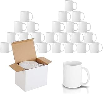 24 x Sublimation Mugs Blank 11oz White Sublimation Coffee Mugs Large Handle Sublimation Cups with Gift Boxes