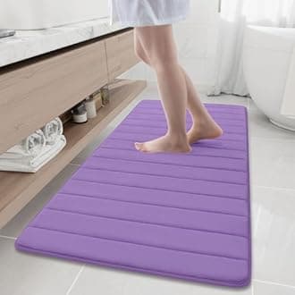 Buganda Memory Foam Bath Mat, 60" x 24", Ultra Soft and Non-Slip Bathroom Rugs, Water Absorbent and Machine Washable Bath Rug Runner for Bathroom, Shower, and Tub, Lavender