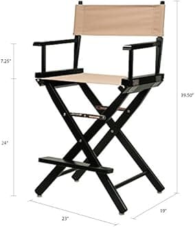 Casual Home Director Chair, Black Frame-Solid Wood, 24 Inch