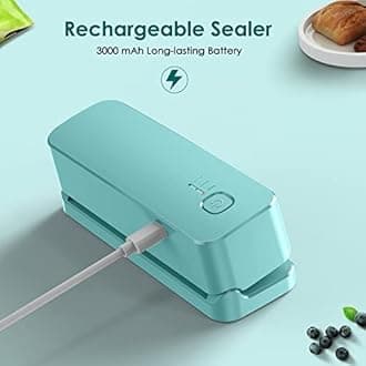 FEPPO Bag Sealer, Mini Bag Sealer 3000mAh Rechargeable Quick Heat Sealer with 3 Sealing Gear & 3.93" Heating Strip, Food Sealing Machine Kitchen Gadgets For Chip Bags Plastic Bags Mylar Bags