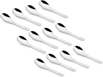 Parage 12 Pieces Stainless Steel Small Spoons for Container/Spice Jars | Masala Spoons | Length 9 cm | Silver