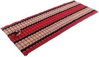 Traditional Thai Kapok Roll-Up Meditation Mattress for Yoga Massage or Relaxation (Black, Red)