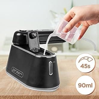 Duronic Steam Irons HS90 BK Travel Iron, Garment Steamers, Handheld Vertical Steamer for Travel, Holiday Quilting Craft, Crease Wrinkle Remover, Black