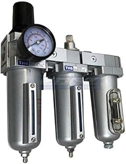 3 STAGE, HEAVY DUTY INDUSTRIAL GRADE FILTER REGULATOR COALESCING DESICCANT DRYER SYSTEM FOR COMPRESSED AIR LINES, METAL BOWLS, GREAT FOR PAINT SPRAY AND PLASMA CUTTER (1/2" NPT, MANUAL DRAIN)