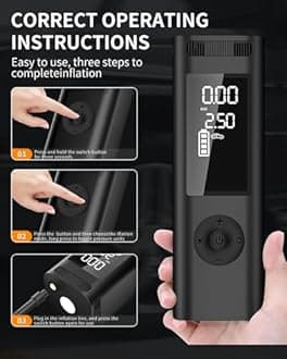 Tire Inflator Portable Air Compressor - 150PSI 4x Faster Portable Tire Inflator for Car - Air Pump For Car Tires with Digital Pressure - Auto Shut-off Smart Air Pump Suitable SUV, Bike Moto and More