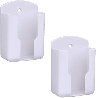 Pack of 2 Fashion Remote Control Holders Self Adhesive Wall Mount Air Conditioner Media Storage Racks Organizers (White)