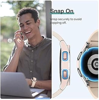 Tensea [4+4Pack for Samsung Galaxy Watch FE 2024/5 2022/4 2021 Screen Protector Case 40mm Accessories, Hard PC Bumper/HD Anti-Fog Tempered Glass Protective Film, Face Cover Set