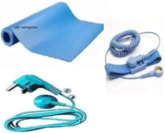 Sky-Zero Volt Therapy kit Grounding Mat Pad Earthing Sheet With 3 pin Plug & Grounding Wrist Band for Grounding Human body volatge (SIZE) (2X5 FT)
