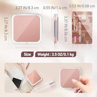 30X Magnifying Mirror, Pocket Travel Makeup Mirror, Small Compact Mirror for Women, 2-Sided Mini Mirrors for Home and Outside, Portable Multi-Purpose Travel Mirror, Precision Tweezers, Rose