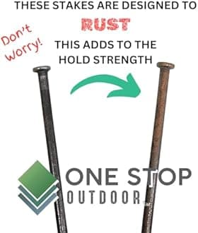 One Stop Outdoor (25-Pack) - Round Metal Landscape & Paver Edging Anchoring Stake, 12-Inch Length - Bright Spike Timber Nail, Tent Spikes, Camping, Trapping, Landscape, More (25-Pack)