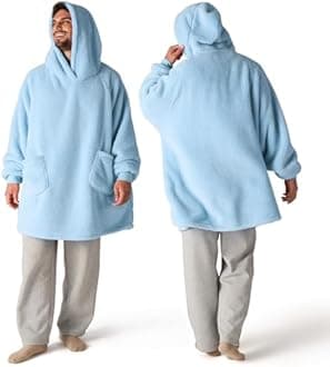Bedsure Wearable Blanket Hoodie Mothers Day Gifts for Women, Warm Cozy Hoodie Blanket Sweatshirt for Adult Women Men, Sky Blue, Oversized