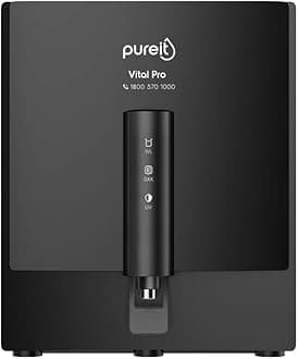Vital Pro Mineral RO+MF+UV in-Tank 7 Stage, 7L | Upto 60% Water Saving | Wall mount Water Purifier with FiltraPower technology (Black)