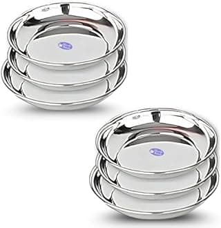 Stainless Steel Side Serving Plates Dishes, Small, Silver, Set of 6