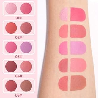 UCANBE Cream Dual Blush for Cheeks: Lightweight Buildable Highlighter and Blush Palette - Smooth Natural Makeup Blush - Long-lasting All-day Face Contour Blush（01#Lemonade)