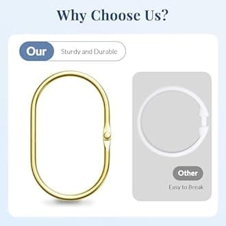 Bathway Shower Curtain Rings Gold Shower Curtain Hooks Anti-Drop Shower Rings for Curtain, Metal Shower Curtain Rings Rust Proof, Shower Hooks for Shower Curtain Rod, 12 Pcs Gold Curtain Rings