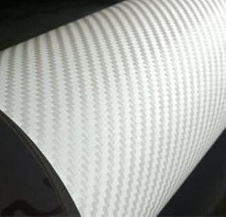 F & B LED LIGHTS White 3D Carbon Fiber Film Twill Weave Vinyl Sheet Roll Wrap (24" X 60", White)