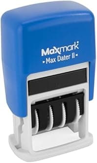 MaxMark Self-Inking Rubber Date Office Stamp with Received Phrase & Date - Blue Ink (Max Dater II), 12-Year Band