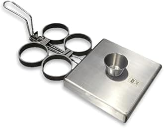 Rattleware Stainless Steel Egg Rings Commercial-Grade Egg Fryer Ring for Frying Eggs – Durable Metal Round Rings with Heat-Resistant Handle – Breakfast Kitchen Gadgets and Egg Cooker (4 Ring Set)