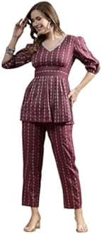 Stylum Women's Woven Design Cotton Kurti Pant Set