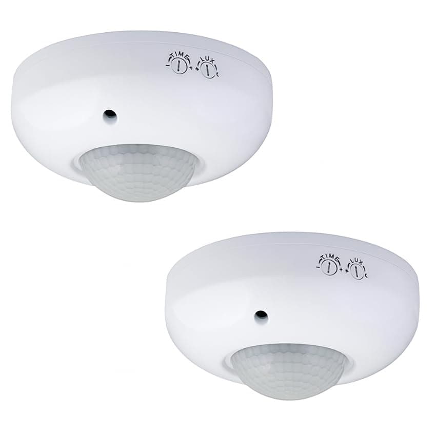 (QS-07) | 360° PIR Motion Sensor Switch with LUX Sensor | Ceiling Mount Auto On Off | Adjustable Delay Timer | Smart Lighting Control 220V – White (Pack of 2)