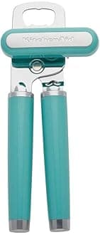 KitchenAid Classic Multifunction Can Opener and Bottle Opener Easy to Use, Razor Sharp Stainless Steel Cutting Wheel, Soft Ergonomic Handles, Aqua Sky