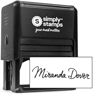 Custom Signature Stamp - Personalized Insignia - Self-Inking - Your Choice of 7 Ink Colors! (1, Xtra Wide)