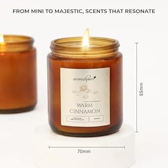 Aromahpure Premium Black Screw Jar Candle | Cinnamon Scented Candle | 100% Soy Wax, Smokeless Candle | Pack of 1 | Long Lasting Aroma Candles| Scented Candles for Home Décor