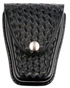 Leather Handcuff Case Basketweave Nickle Snap