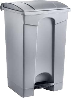 Plastic Garbage Bin with Foot Pedal, Hands-Free Garbage Can, Gray, 23 Gallon Rectangular Step-On Commercial Trash Can for Restaurant/Office/Kitchen