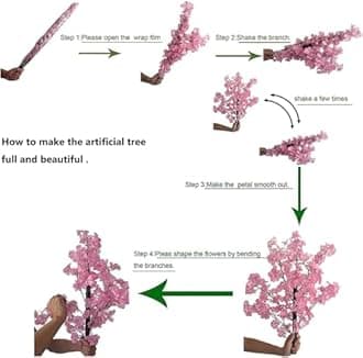 Cherry Blossom Tree Artificial Cherry Blossom Trees Fake Cherry Blossom Tree Indoor Outdoor Home Office Party Wedding,A,151 * 151cm/4.9x4.9ft