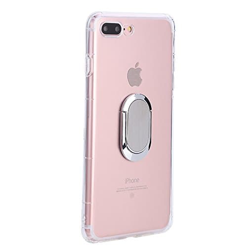 mgACC Case for 7P Case / 7 Plus/ 8 Plus Case with 360 Rotating Ring Grip Holder Kickstand Function Magnetic Base, Ultra Slim Thin Hard Scrub Cover with Shockproof Protective for Soft TPU Transparent