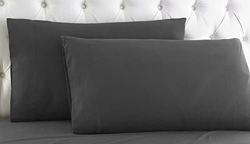 Shine Bedding Pillowcase Pair Maximum Softness - Elegant Double-Stitched Tailoring 22 Inch X 36 Inch 1800 Series 100% Egyptian Quality Brushed Microfiber Grey Solid