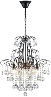 WUZUPS Crystal Chandelier 5-Light Pendant Ceiling Light Modern Lighting Fixture for Bedroom Hallway Bar Kitchen Bathroom, H 57 x W 50, E14 Base, Black