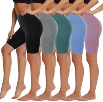 HIGHDAYS 5 Pack High Waist Biker Shorts for Women - 8" Soft Spandex Workout Yoga Running Athletic Shorts